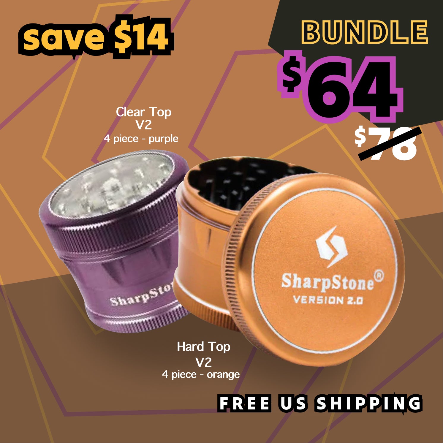 SharpStone Clear Top V2 x Hard Top V2 - Purple/Orange