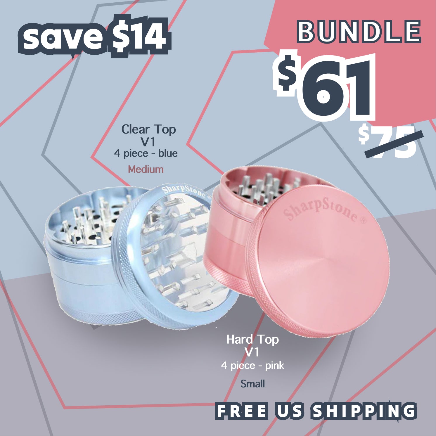 SharpStone Clear Top V1 x Hard Top V1 BUNDLE - Blue/Pink