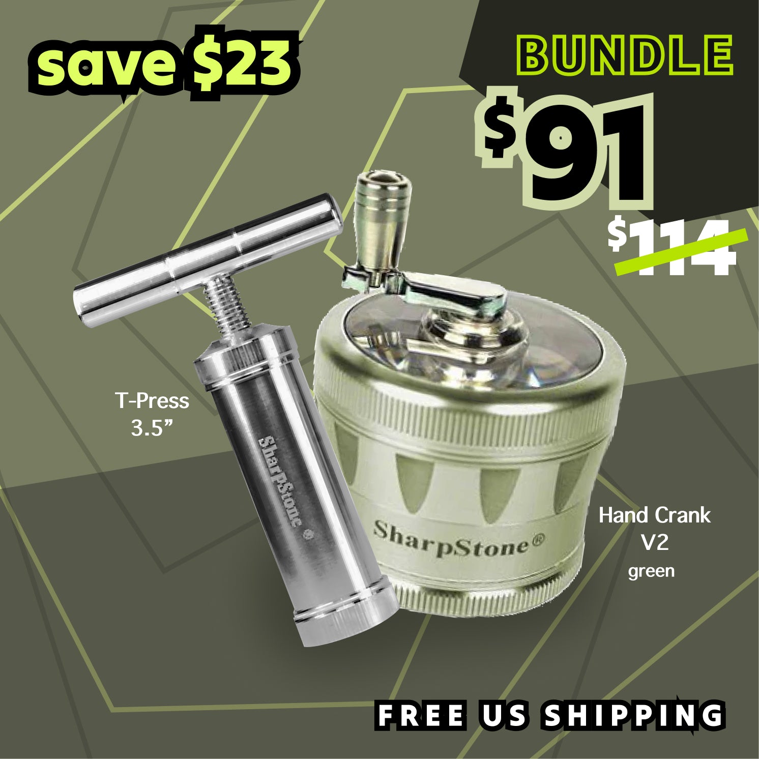 SharpStone Hand Crank V2 x T-Press - Green