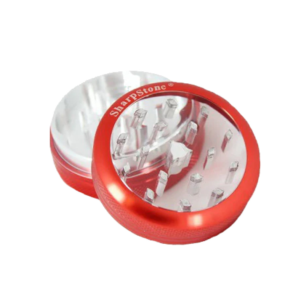 SharpStone® Clear Top 2 Piece Herb Grinder - red