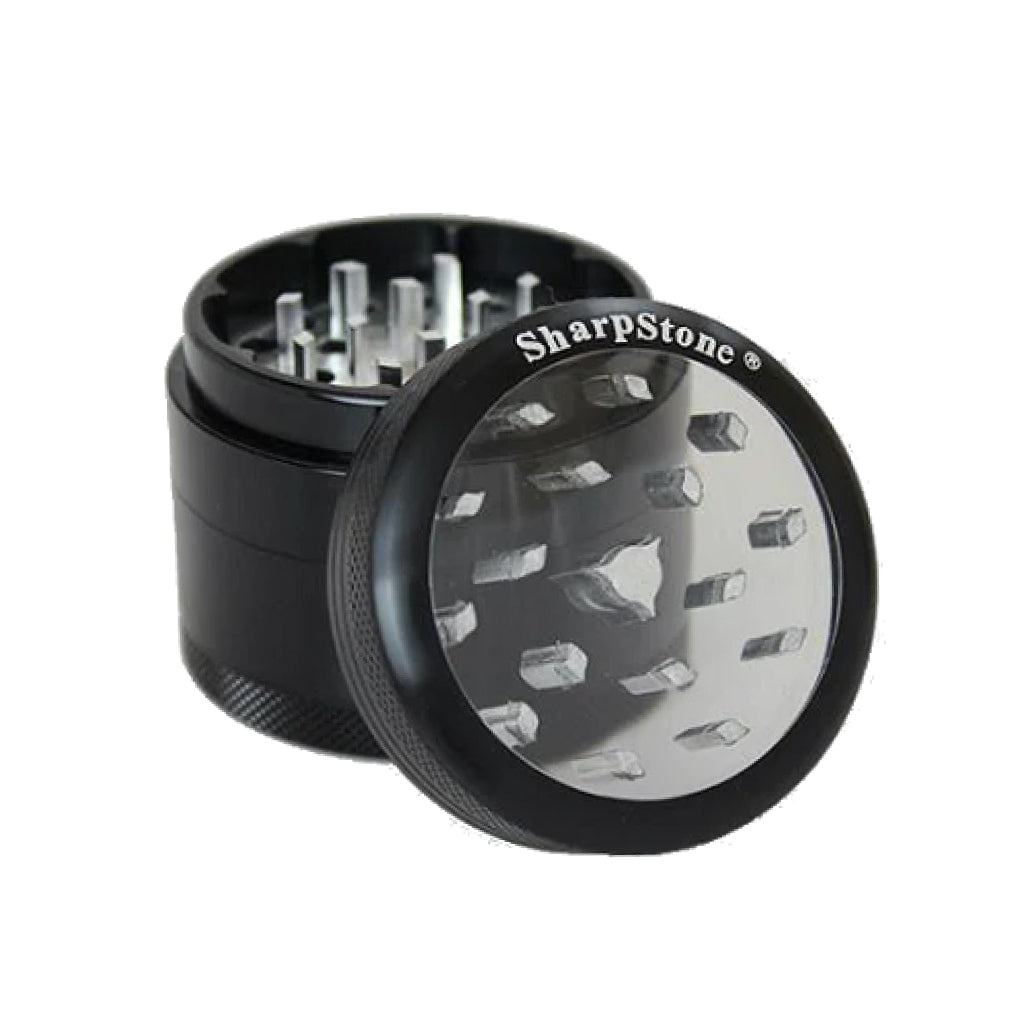SharpStone® Clear Top 4 Piece Herb Grinder - black