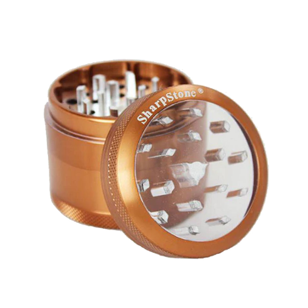 SharpStone® Clear Top 4 Piece Herb Grinder - brown