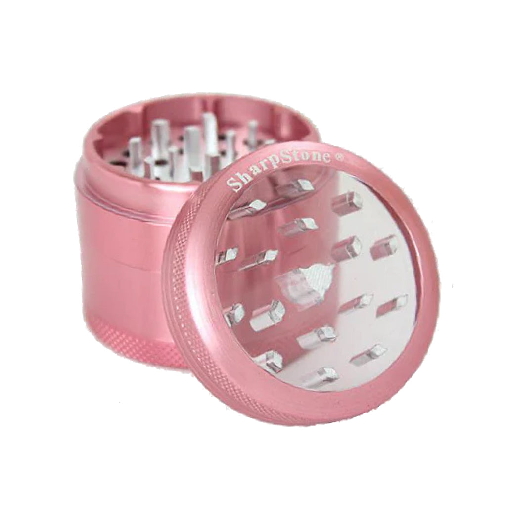SharpStone® Clear Top 4 Piece Herb Grinder - pink