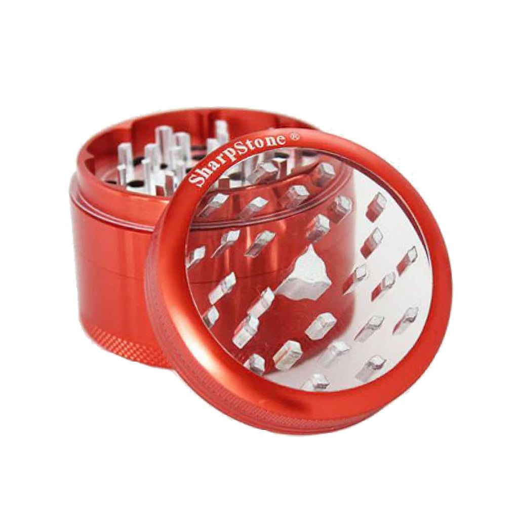 SharpStone® Clear Top 4 Piece Herb Grinder - red