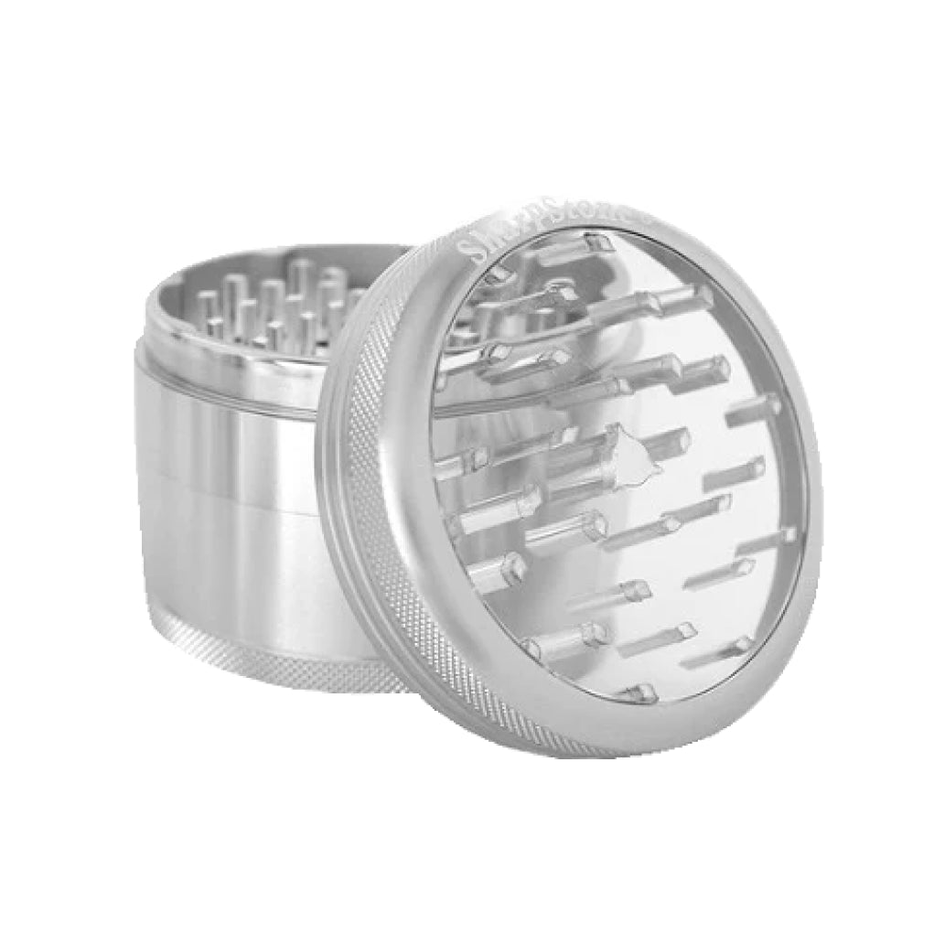 SharpStone® Clear Top 4 Piece Herb Grinder - silver