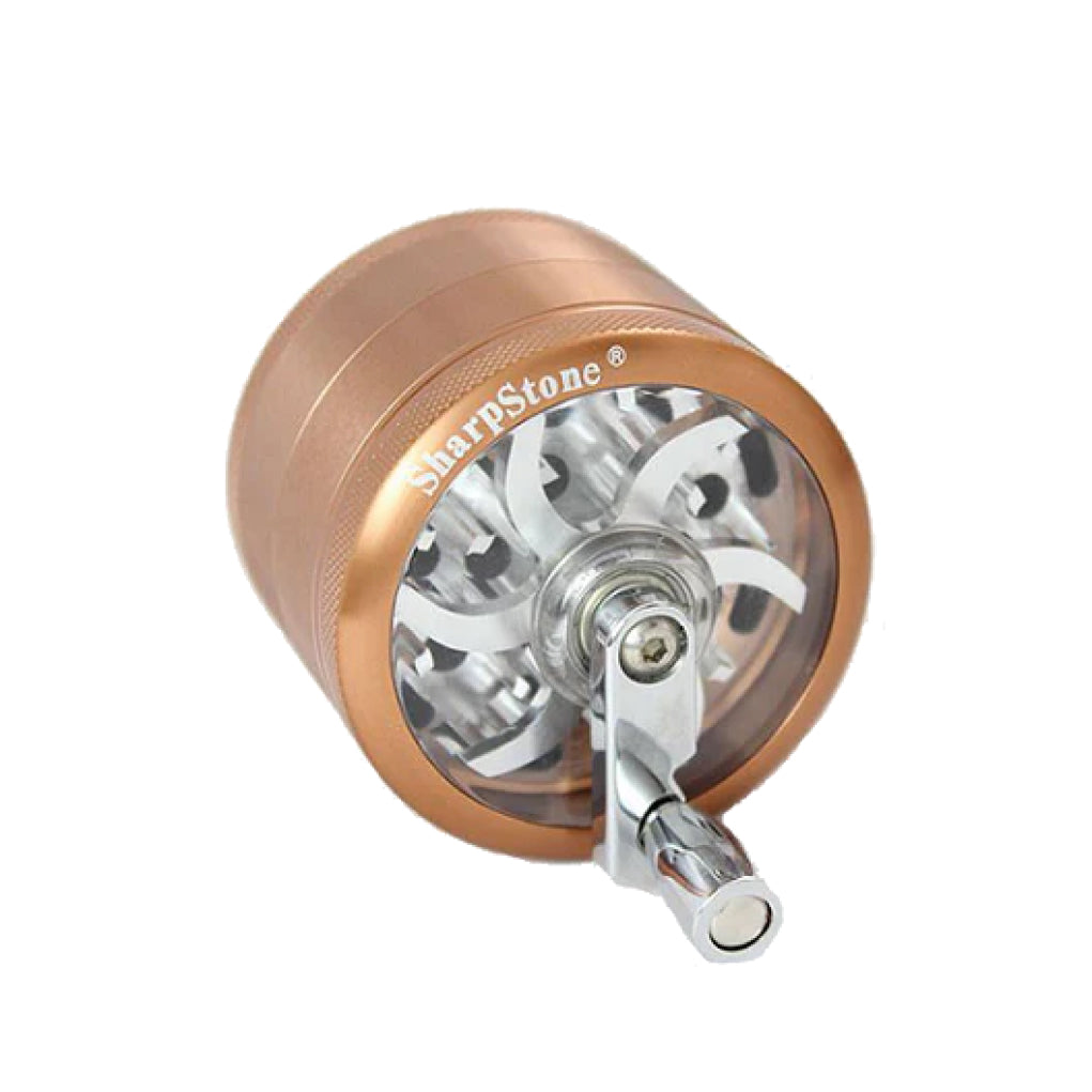 SharpStone® Clear Top 4 Piece Hand Crank Grinder - brown
