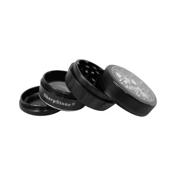 SharpStone® V2 Clear Top 4 Piece Herb Grinder - black