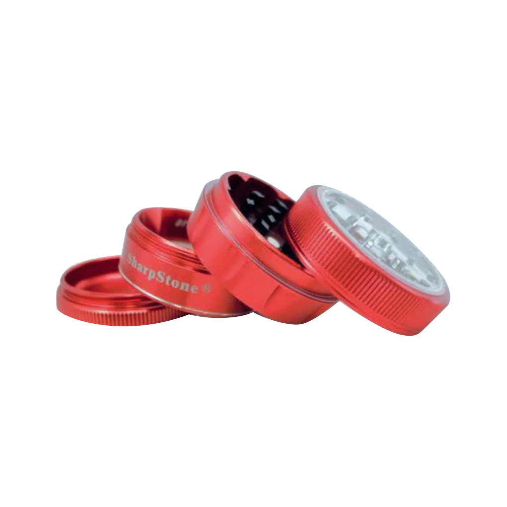 SharpStone® V2 Clear Top 4 Piece Herb Grinder - red