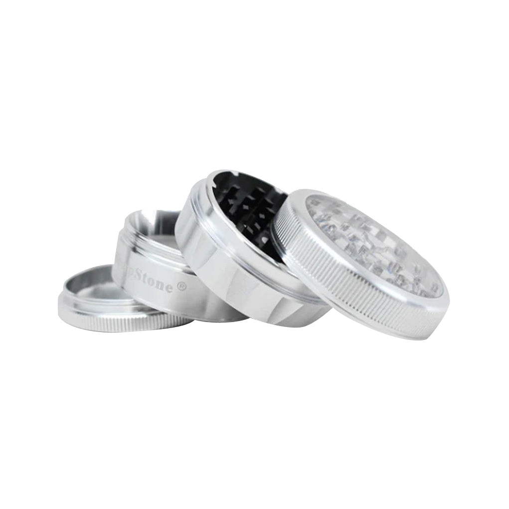 SharpStone® V2 Clear Top 4 Piece Herb Grinder - silver