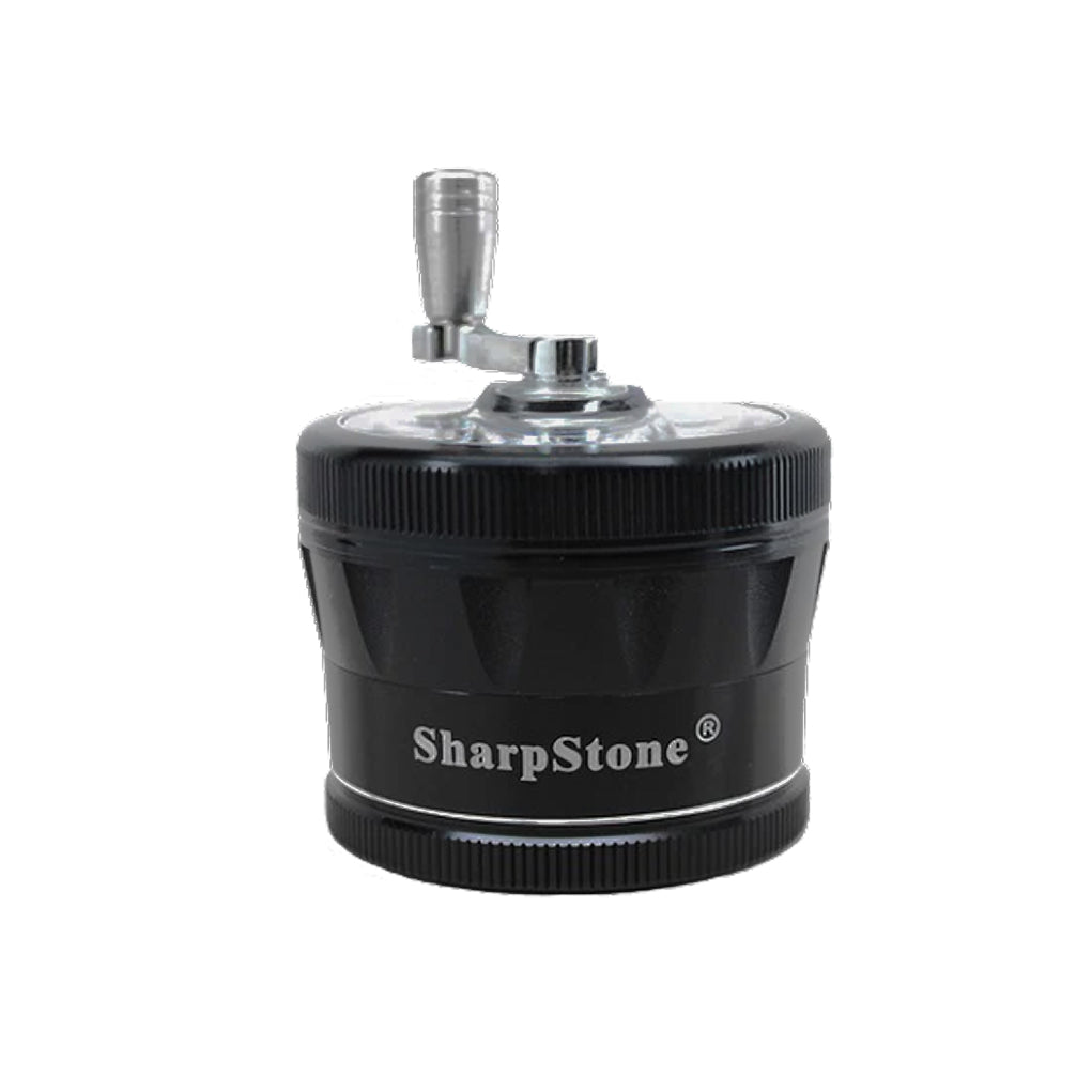 SharpStone® V2 Clear Top 4 Piece Hand Crank Grinder - black