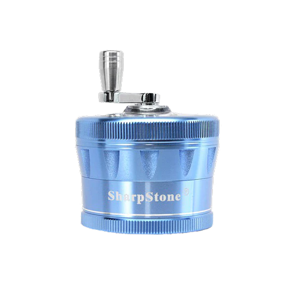 SharpStone® V2 Clear Top 4 Piece Hand Crank Grinder - blue