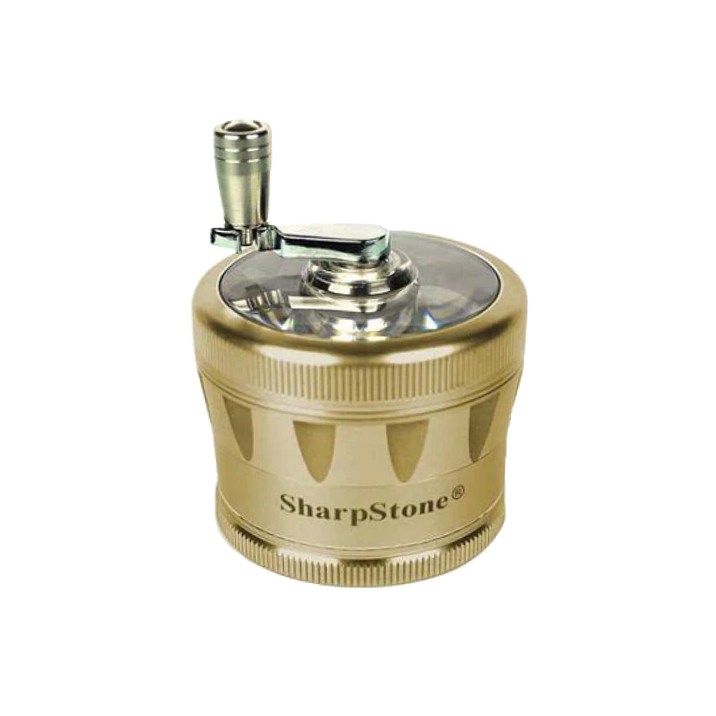 SharpStone® V2 Clear Top 4 Piece Hand Crank Grinder - brown