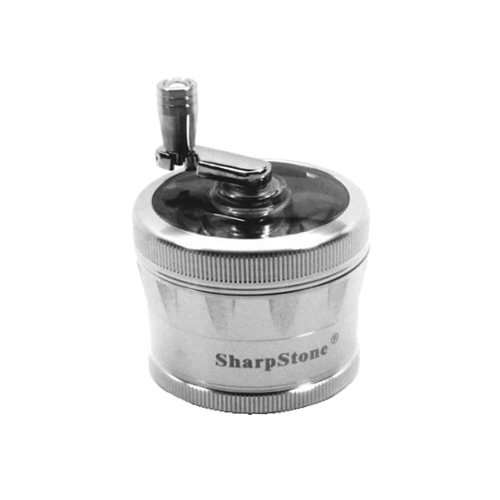 SharpStone® V2 Clear Top 4 Piece Hand Crank Grinder - silver