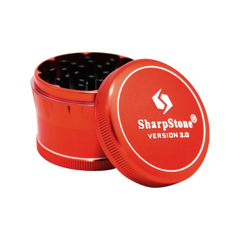 SharpStone® V2 Hard Top 4 Piece Herb Grinder - red