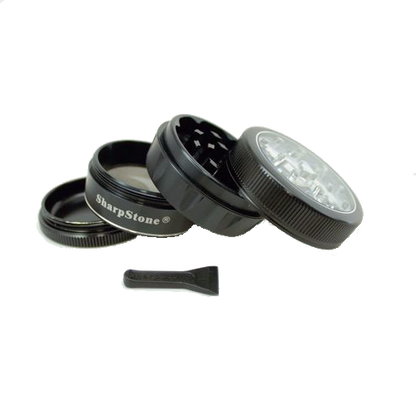 SharpStone® V2 Clear Top 4 Piece Herb Grinder - Black