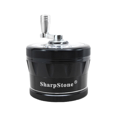 SharpStone® V2 Clear Top 4 Piece Hand Crank Grinder  - Black